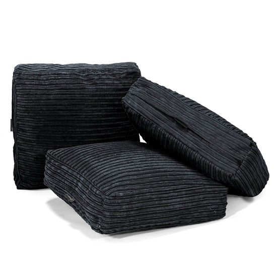 Cuscino da Pavimento - Velluto a Coste Nero 04
