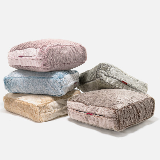 Cuscino da Pavimento - Eco-pelliccia di Coniglio Marrone dorato 04