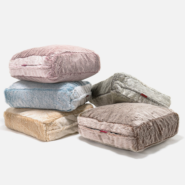 Cuscino da Pavimento - Eco-pelliccia di Coniglio Marrone dorato 04