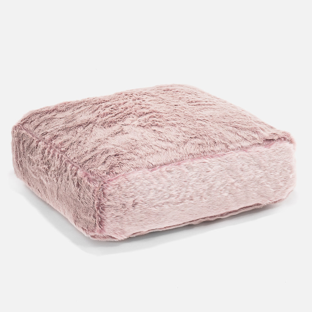Cuscino da Pavimento - Eco-pelliccia di Coniglio Rosa Antico 01