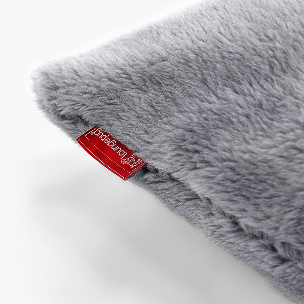 Cuscino da Pavimento - Eco-pelliccia Orsacchiotto Grigio scuro Fabric Close-up Image