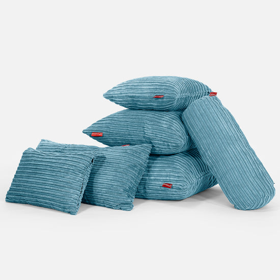 Cuscino Gigante 40 x 80cm,  - Velluto a Coste Egeo Blu 04