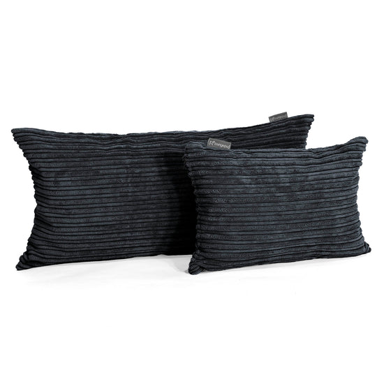 Cuscino Gigante 40 x 80cm,  - Velluto a Coste Nero 03