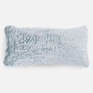 Fodera per Cuscino Rettangolare Gigante 40 x 70cm - Eco-pelliccia di Coniglio Azzurro Polvere