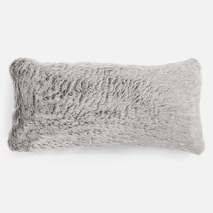 Fodera per Cuscino Rettangolare Gigante 40 x 70cm - Eco-pelliccia di Coniglio Grigio Chiaro