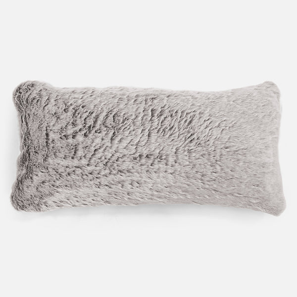 Cuscino Gigante 40 x 80cm, C50L CloudSac, Imbottito Di Fiocchi Di Lattice e Poliestere - Eco-pelliccia di Coniglio Grigio Chiaro 01