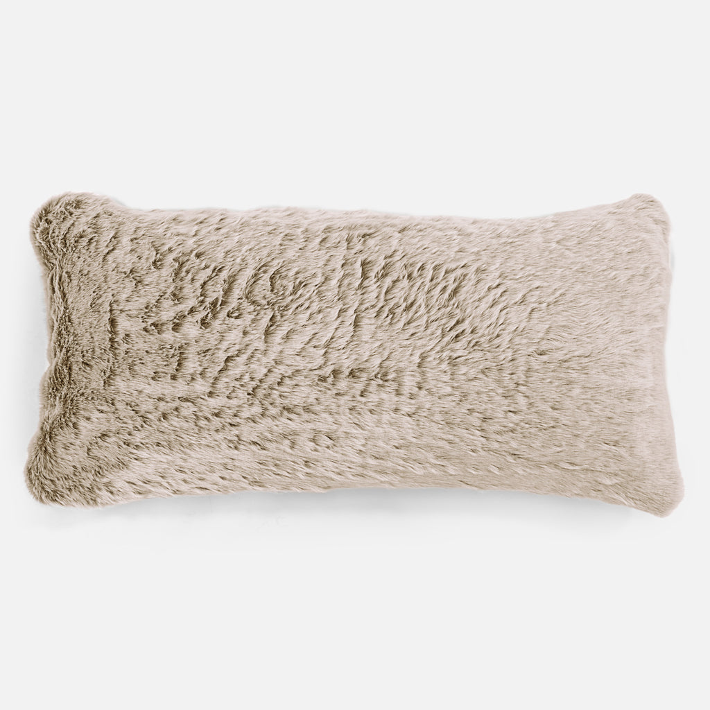Cuscino Gigante 40 x 80cm, C50L CloudSac, Imbottito Di Fiocchi Di Lattice e Poliestere - Eco-pelliccia di Coniglio Marrone dorato 01
