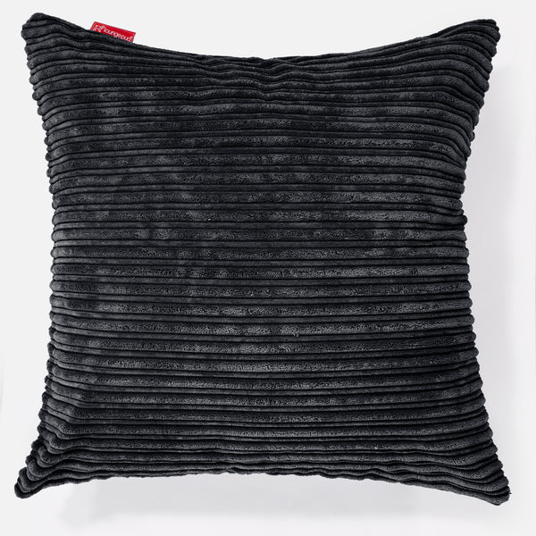 Cuscino Gigante 70 x 70cm - Velluto a Coste Nero 01