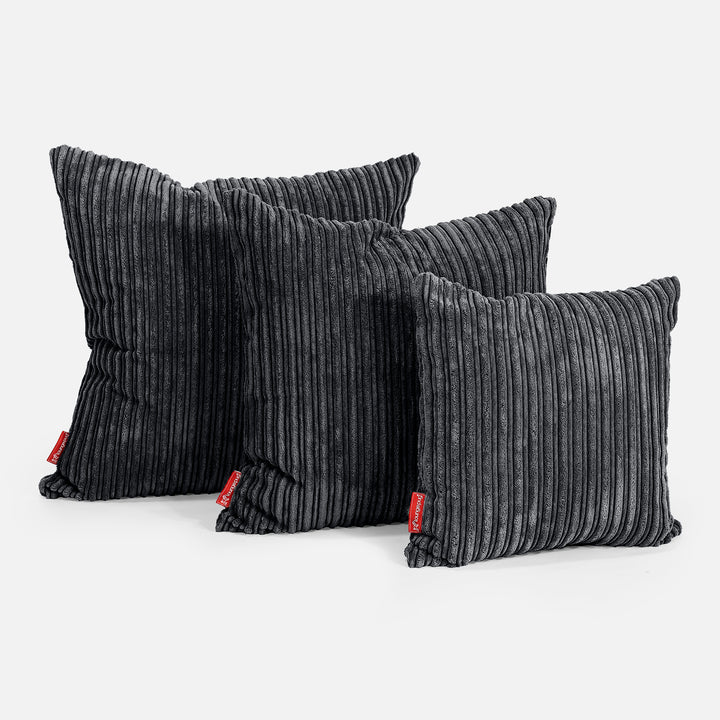 Cuscino Gigante 70 x 70cm - Velluto a Coste Nero 02