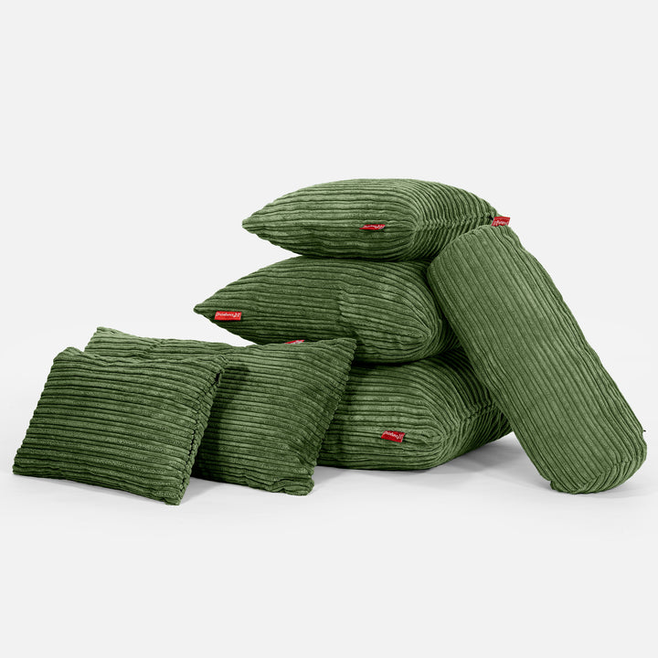 Fodera per Cuscino Gigante 70 x 70cm - Velluto a Coste Verde Foresta 04