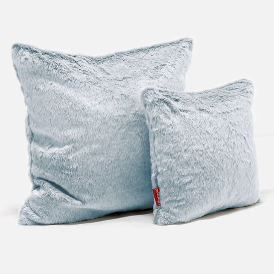 Cuscino Gigante 70 x 70cm - Eco-pelliccia di Coniglio Azzurro Polvere 02