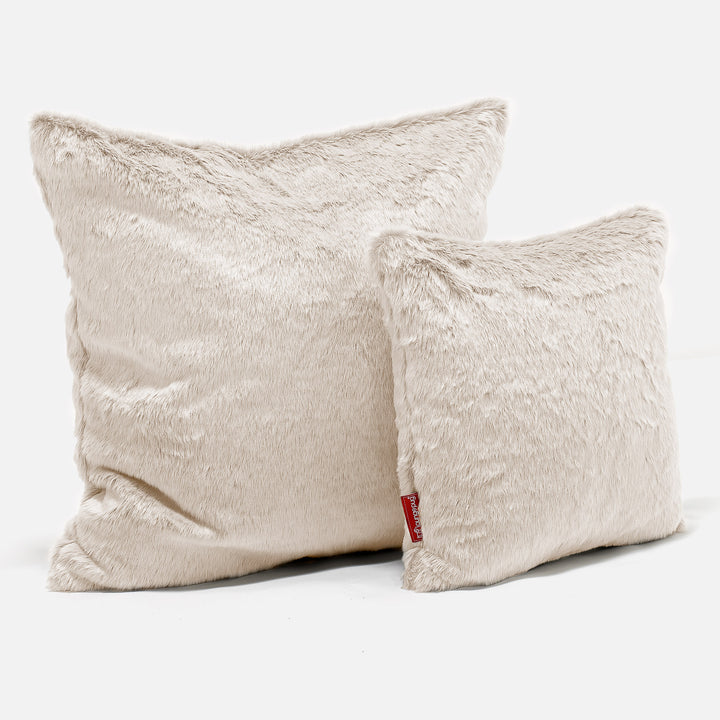 Cuscino Gigante 70 x 70cm - Eco-pelliccia di Coniglio Bianco 02