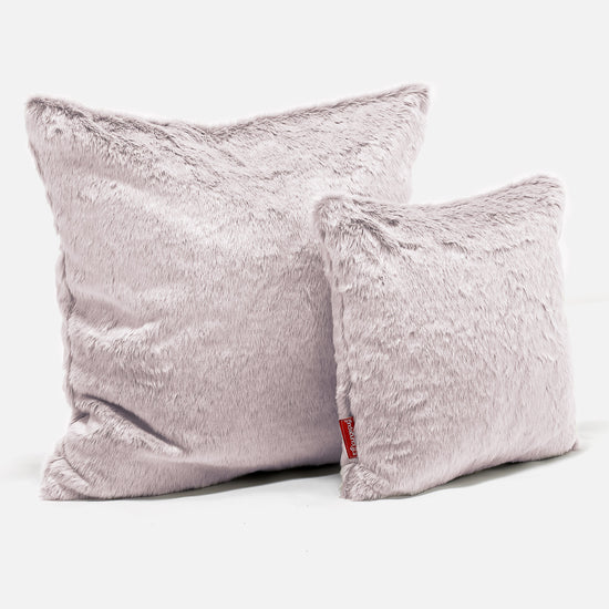 Cuscino Gigante 70 x 70cm - Eco-pelliccia di Coniglio Rosa Antico 02