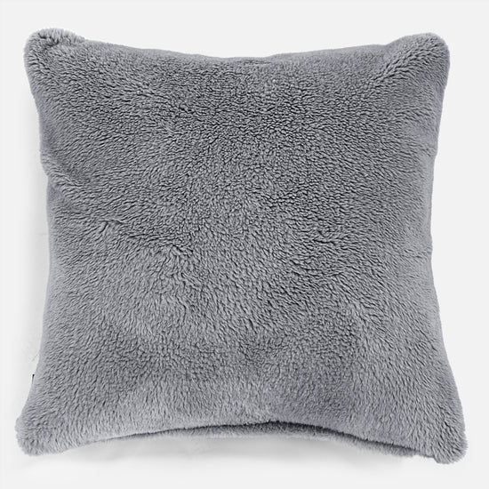 Cuscino Gigante 70 x 70cm - Eco-pelliccia Orsacchiotto Grigio scuro 01