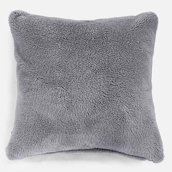 Cuscino Gigante 70 x 70cm - Eco-pelliccia Orsacchiotto Grigio scuro 01