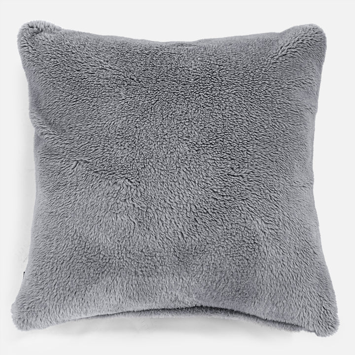 Cuscino Gigante 70 x 70cm - Eco-pelliccia Orsacchiotto Grigio scuro 01