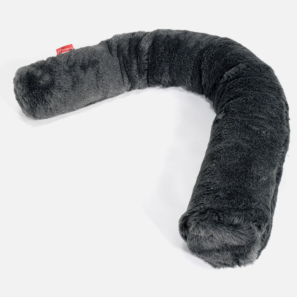 Cuscino Gigante Del Collo C150L, CloudSac, Pieno De Fiocchi Di Lattice e Poliestere - Finta Pelliccia Nero 01