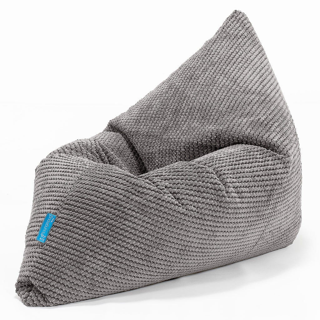 Cuscino Pouf Sacco Per Bambini - Pompon Carbone Grigio 03