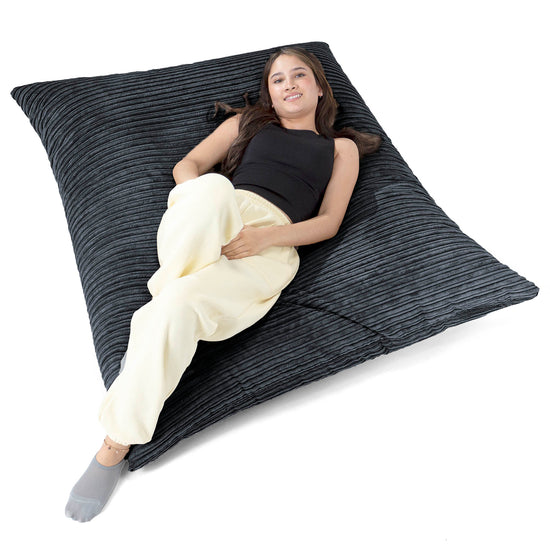 Cuscino Pouf Sacco XL - Velluto a Coste Nero 03