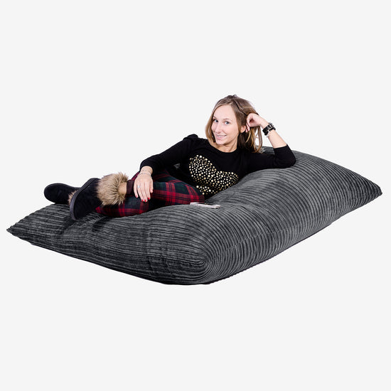 Cuscino Pouf Sacco XL - Velluto a Coste Nero 04