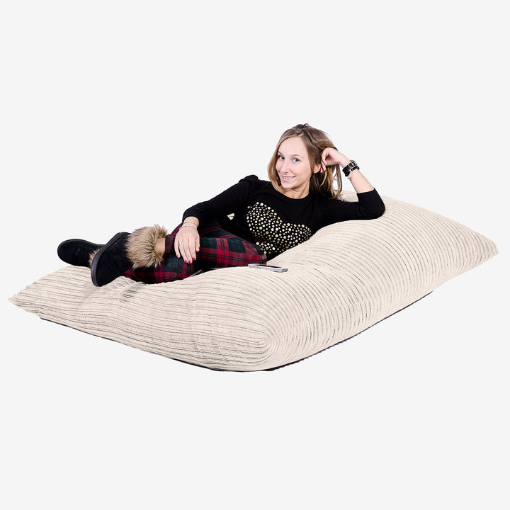 Cuscino Pouf Sacco XL - Velluto a Coste Avorio 04