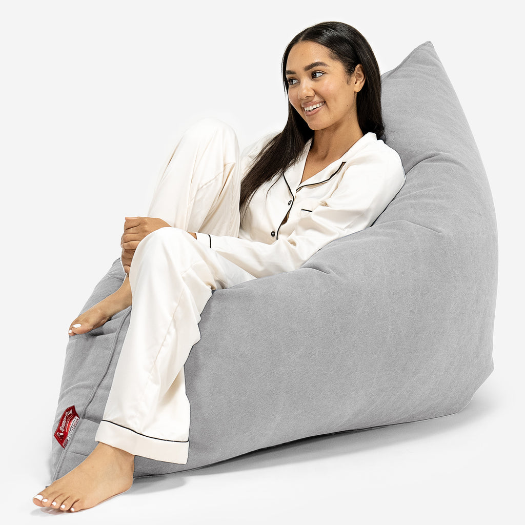 Cuscino Pouf Sacco XL - Denim Effetto Consumato Grigio 04