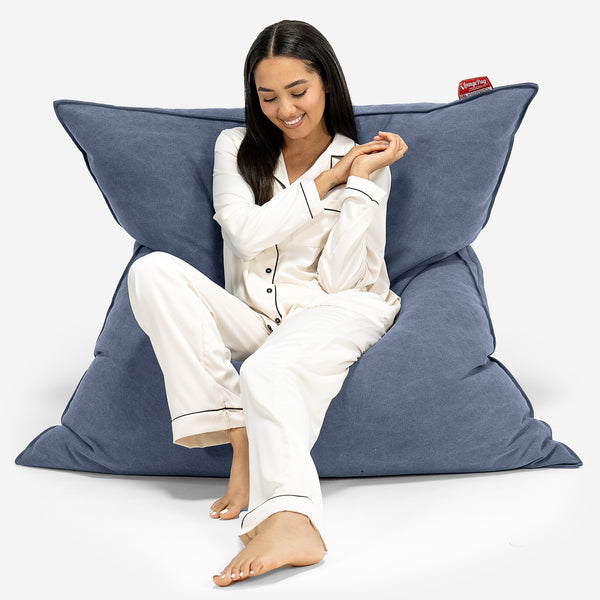 Cuscino Pouf Sacco XL - Denim Effetto Consumato Navy 01
