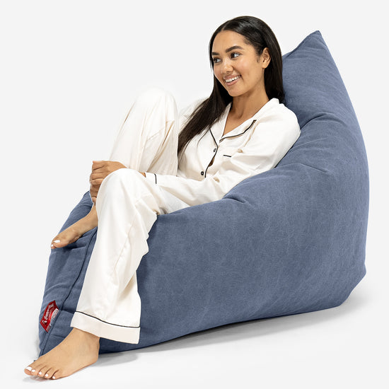 Cuscino Pouf Sacco XL - Denim Effetto Consumato Navy 04