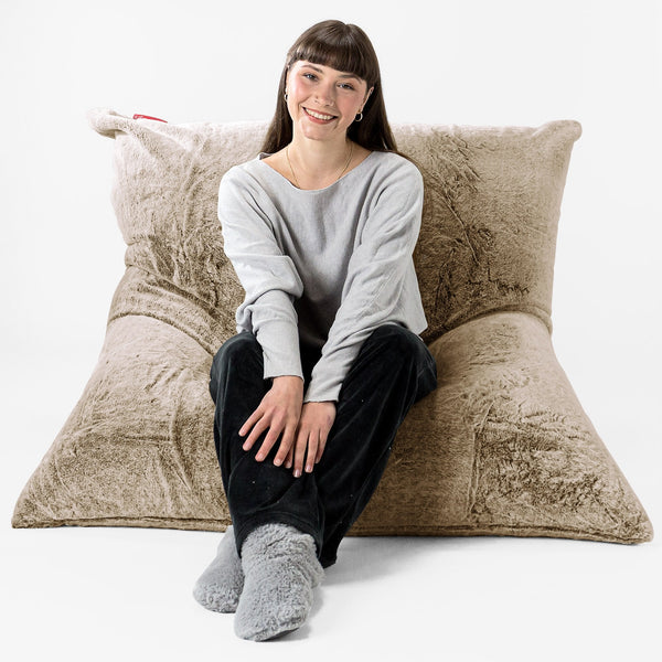 Cuscino Pouf Sacco XL - Eco-pelliccia di Coniglio Marrone dorato 01