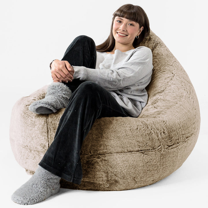 Cuscino Pouf Sacco XL - Eco-pelliccia di Coniglio Marrone dorato 02