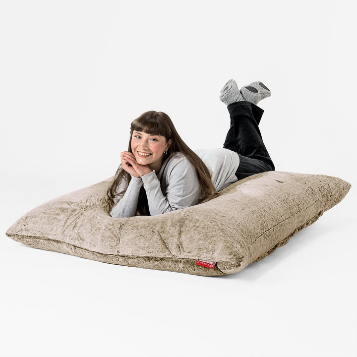 Cuscino Pouf Sacco XL - Eco-pelliccia di Coniglio Marrone dorato 03