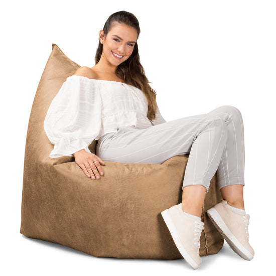 Cuscino Pouf Sacco XL - Pelle Effetto Vintage Marrone Miele 04