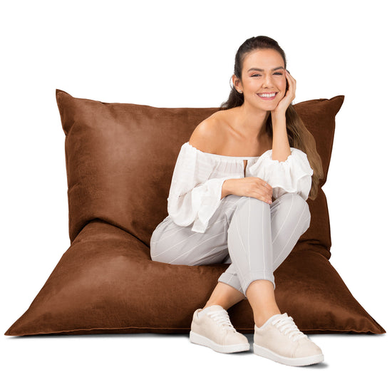 Cuscino Pouf Sacco XL - Pelle Effetto Vintage Tenné 01