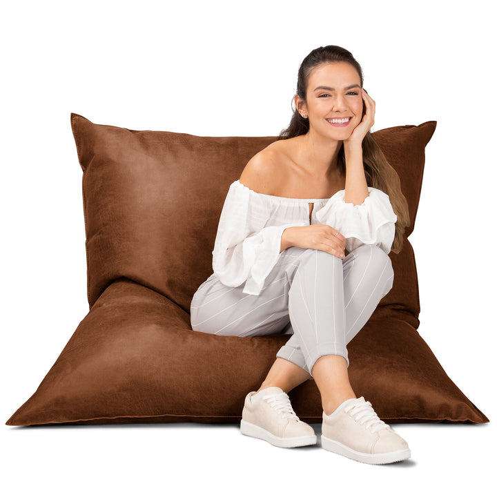 Cuscino Pouf Sacco XL - Pelle Effetto Vintage Tenné 01