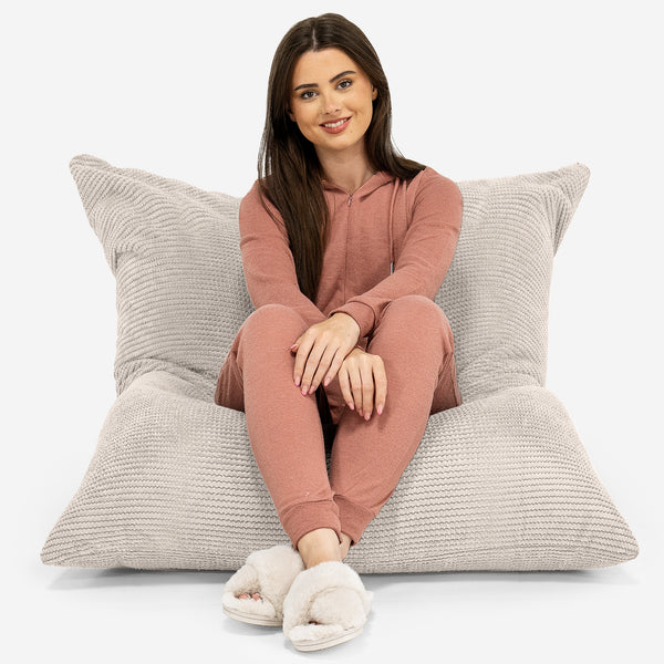 Cuscino Pouf Sacco XL - Pompon Panna 01