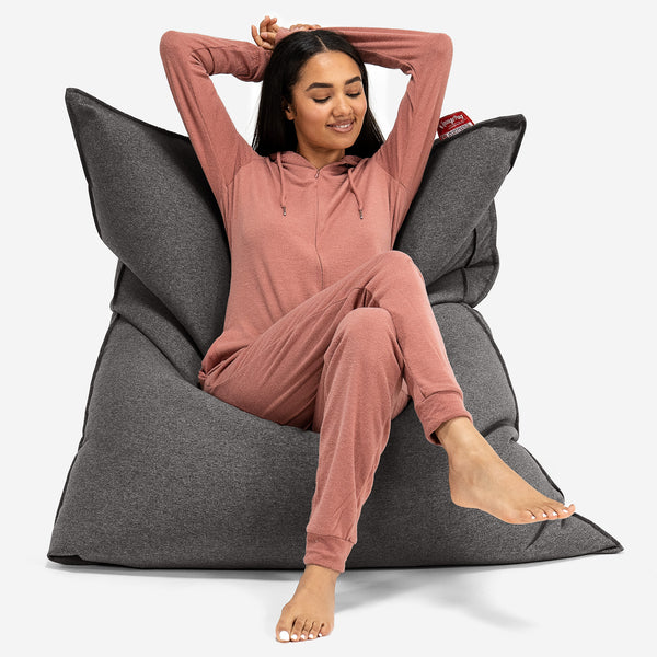 Cuscino Pouf Sacco XL - Tessuto in Lana Interalli Grigio 01