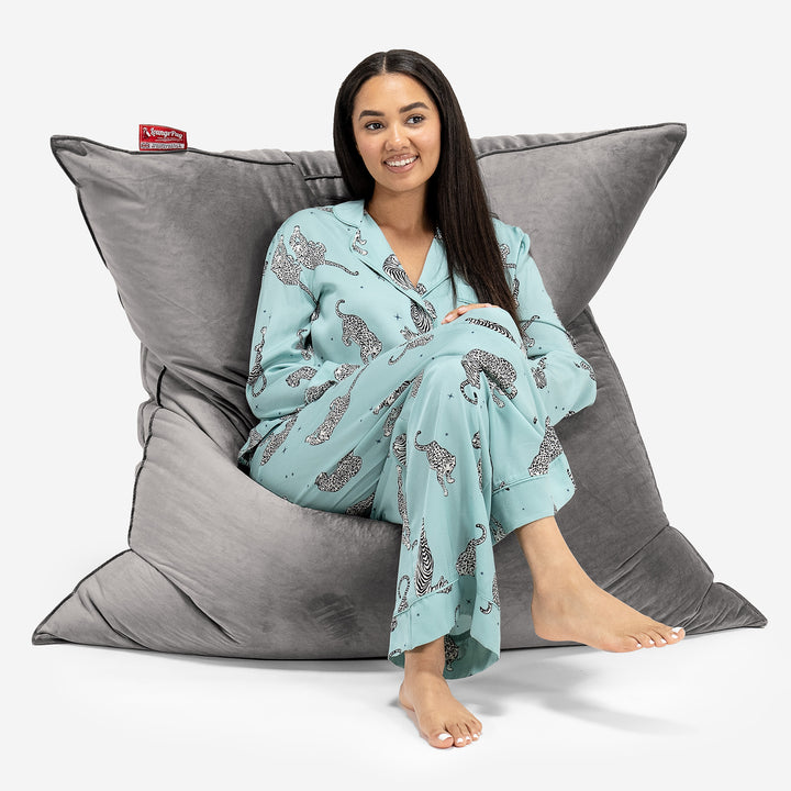 Cuscino Pouf Sacco XL - Velluto Argento 01