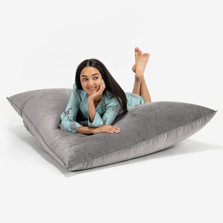 Cuscino Pouf Sacco XL - Velluto Argento 03