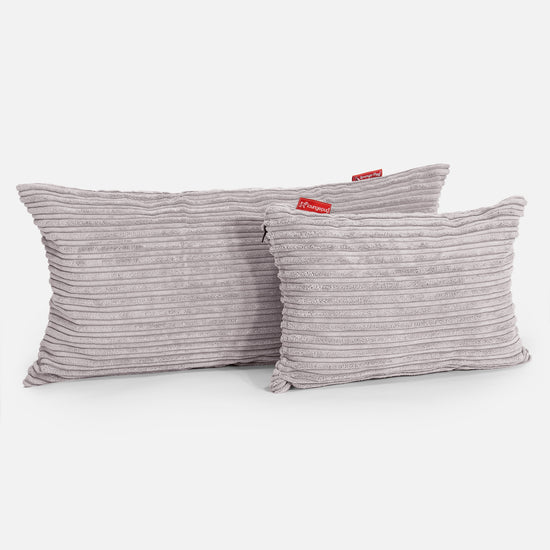 Fodera per Cuscino Rettangolare 35 x 50cm - Velluto a Coste Alluminio Argento 03