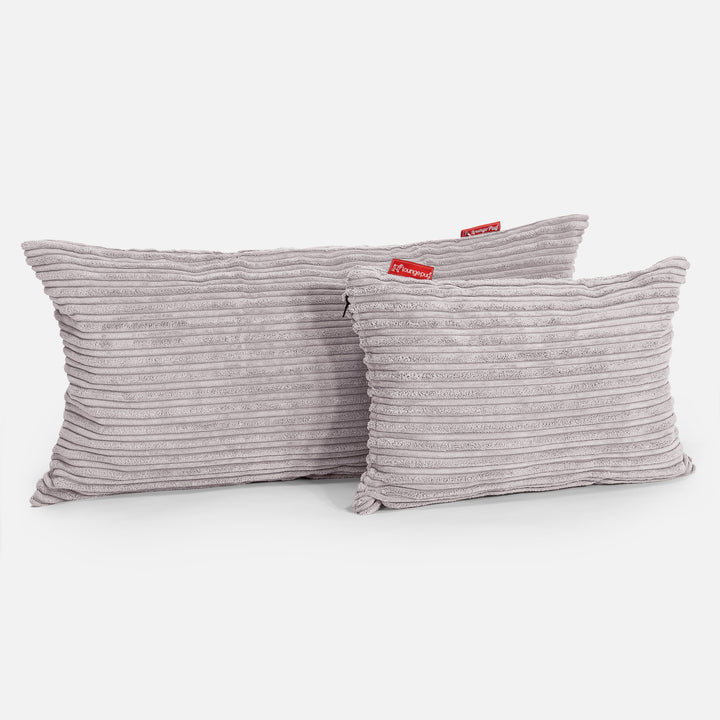 Fodera per Cuscino Rettangolare 35 x 50cm - Velluto a Coste Alluminio Argento 03