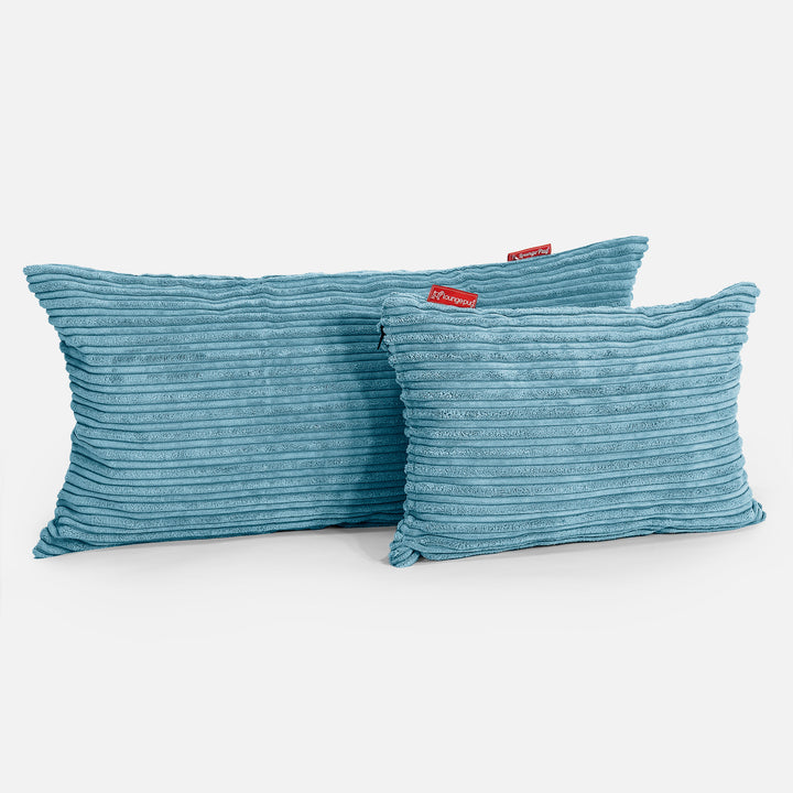 Cuscino Rettangolare 35 x 50cm - Velluto a Coste Egeo Blu 03