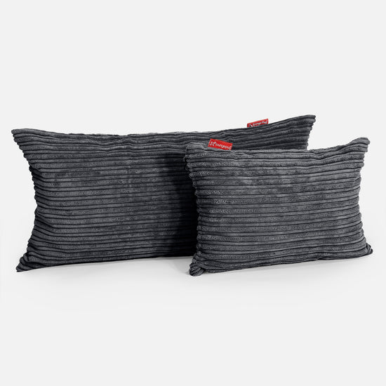 Cuscino Rettangolare 35 x 50cm - Velluto a Coste Nero 03