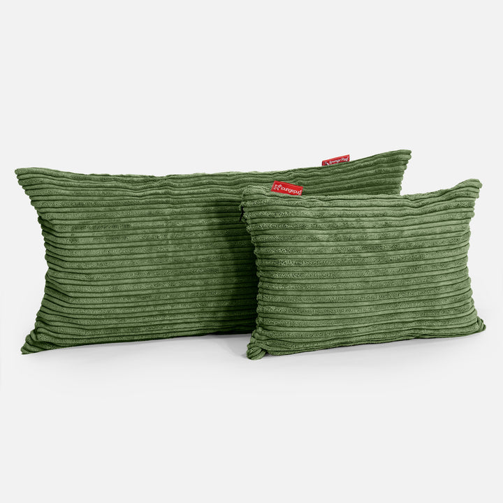 Fodera per Cuscino Rettangolare 35 x 50cm - Velluto a Coste Verde Foresta 03