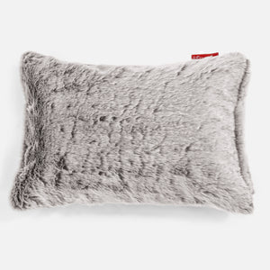 Fodera per Cuscino Rettangolare 35 x 50cm - Eco-pelliccia di Coniglio Grigio Chiaro