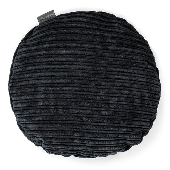 Cuscino Rotondo 50cm - Velluto a Coste Nero 01