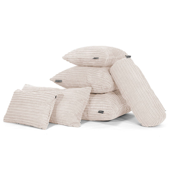 Cuscino Rotondo 50cm - Velluto a Coste Avorio 03