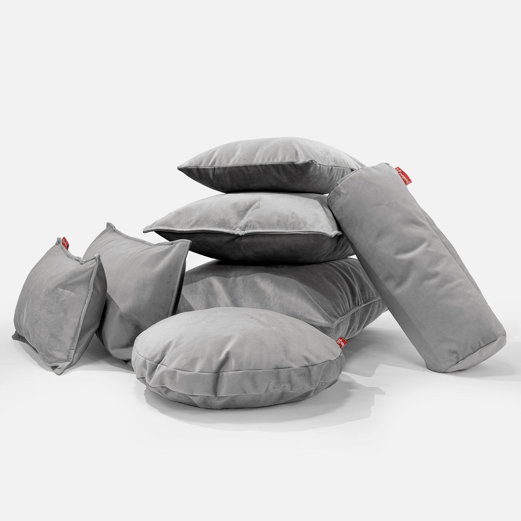 Cuscino Rotondo 50cm - Velluto Argento 03