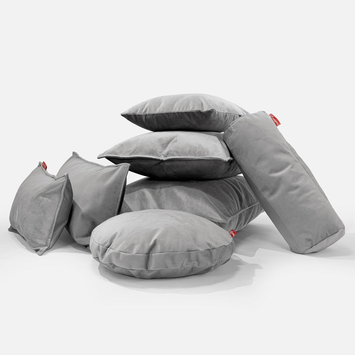 Cuscino Rotondo 50cm - Velluto Argento 03