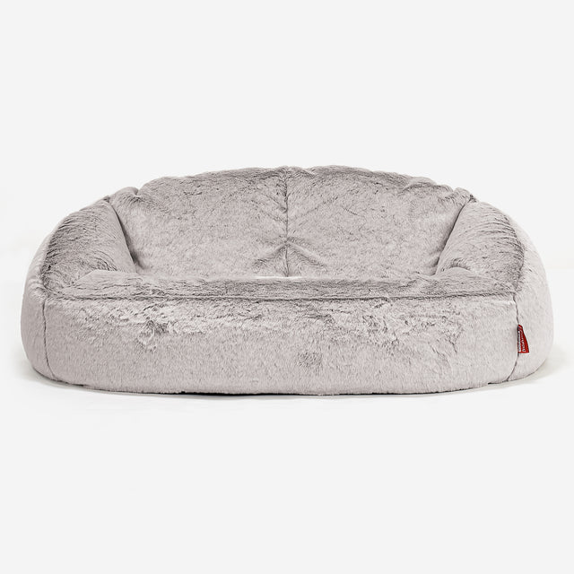 Divano a Sacco Bubble - Eco-pelliccia di Coniglio Grigio Chiaro 01