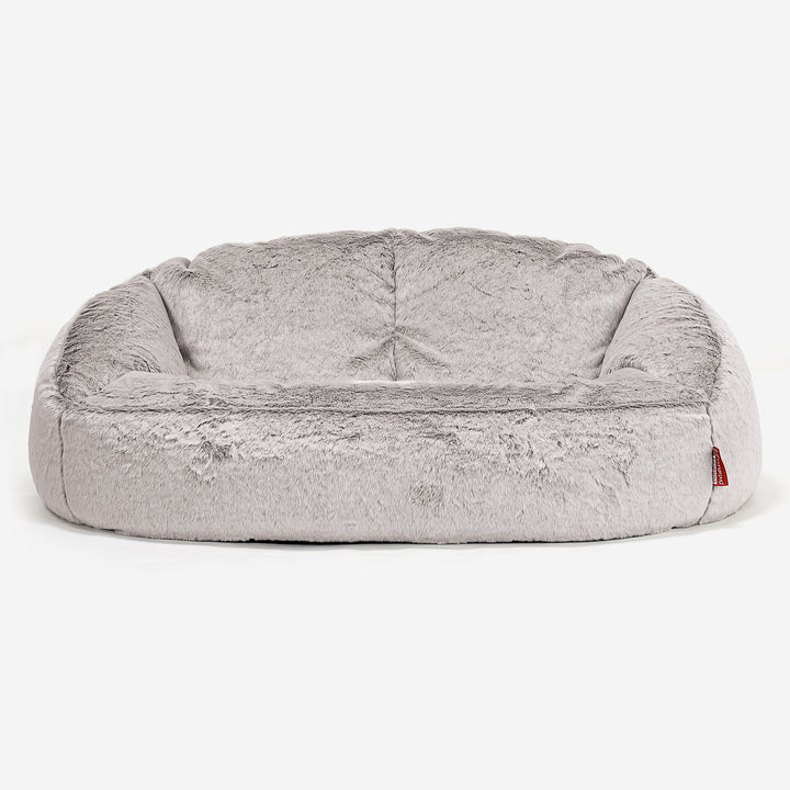 Divano a Sacco Bubble - Eco-pelliccia di Coniglio Grigio Chiaro 01
